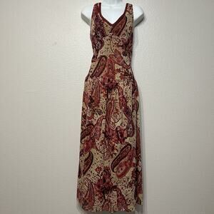 Vintage Y2K Positive Attitude Paisley Maxi Dress Fairy Drop Waist Sundress 12